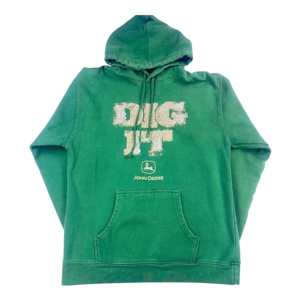 Vintage John Deere Green Graphic Hoodie Sweatshirt Mens M